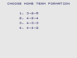 Star Soccer (ZX Spectrum) screenshot: Formation selection