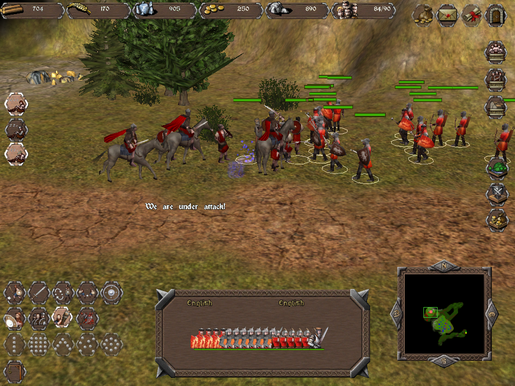 Highland Warriors (Windows) screenshot: Another skirmish with hapless AI goons, medium camera zoom.