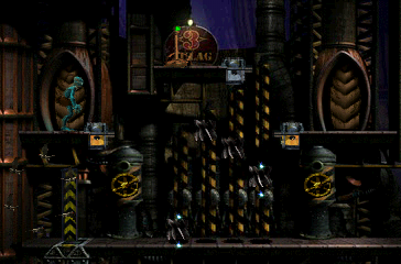 Oddworld: Abe's Exoddus (PlayStation) screenshot: Oh, my... classical platforming elements prevail