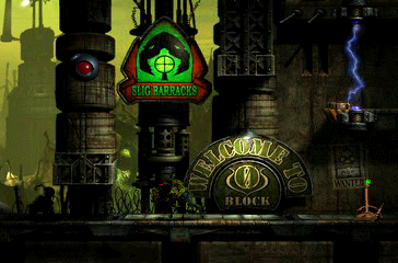 Oddworld: Abe's Exoddus (PlayStation) screenshot: Slig Barracks. The game just goes on and on...