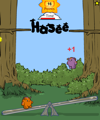 Hasee Bounce (Browser) screenshot: Grabbing a Doughtnutfruit out of the air