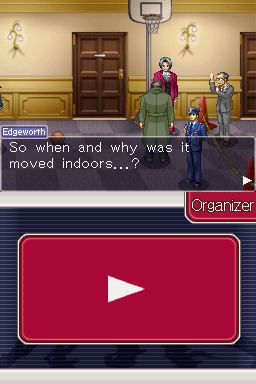 Ace Attorney Investigations: Miles Edgeworth (Nintendo DS) screenshot: The hallway in front of our office contains some important hints as well.