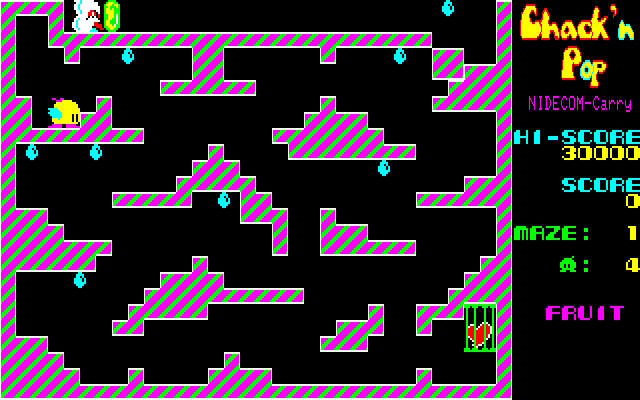 Chack'n Pop (FM-7) screenshot: Stage 1