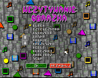 Ami Puzzle (Amiga) screenshot: Extra pictures menu