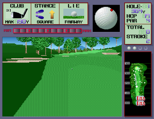 Dynamic Country Club (Arcade) screenshot: Fell short of the pin.