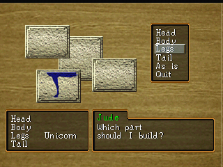 Suikoden II (PlayStation) screenshot: Collect various parts to build a statue in your castle