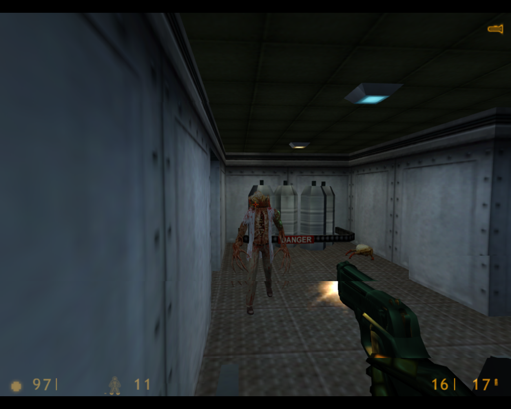 Half-Life (Linux) screenshot: A mutated scientist