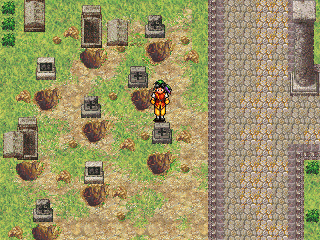 Suikoden (PlayStation) screenshot: Visiting a graveyard