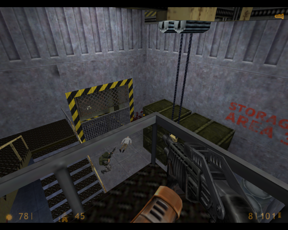 Half-Life (Linux) screenshot: And you thought your Army would defend you.