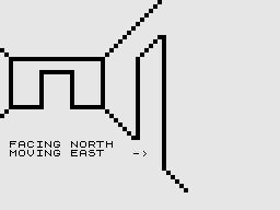 The Tomb of Dracula (ZX81) screenshot: Changing direction.