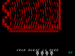 Death Stalker (ZX Spectrum) screenshot: Spikes pit. Game Over