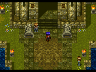 Wild Arms (PlayStation) screenshot: The entrance to Adelhyde castle. Note the beautiful design on the floor