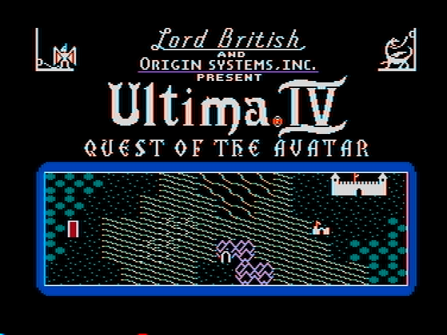Ultima IV: Quest of the Avatar (DOS) screenshot: Title screen (CGA with composite monitor)