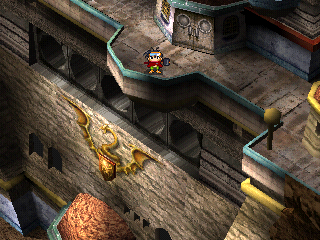 Thousand Arms (PlayStation) screenshot: Looking down from Teve Fortress