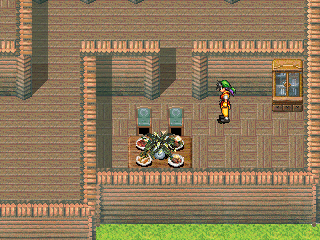 Suikoden (PlayStation) screenshot: One of the many generic houses - is there food on the table?..