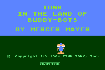 Tink!Tonk!: Tonk in the Land of Buddy-Bots (Atari 8-bit) screenshot: Title Screen