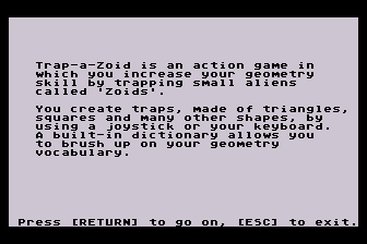 Trap-A-Zoid (Atari 8-bit) screenshot: Instructions