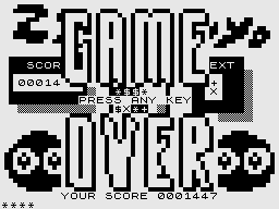 ZX Puyo (ZX81) screenshot: Game over