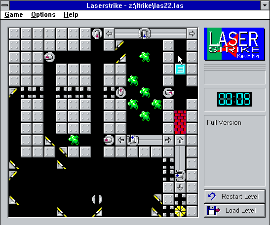 Laserstrike (Windows 3.x) screenshot: The full version of the game has twenty-two levels