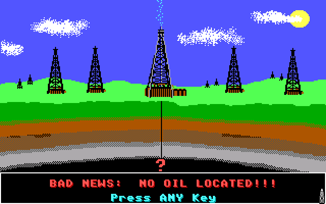 Oil Barons (DOS) screenshot: Uh oh... dry well!