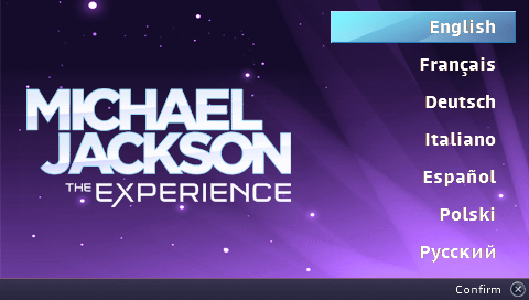 Michael Jackson: The Experience (PSP) screenshot: Language select