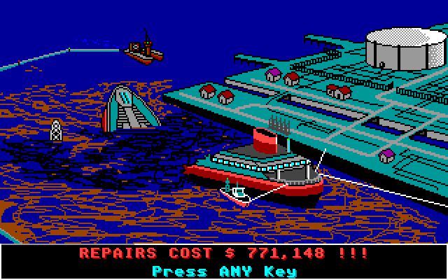 Oil Barons (Amiga) screenshot: Mental note: hire more competent tanker crews.