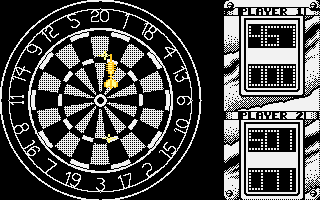 Jocky Wilson's Darts Challenge (Atari 8-bit) screenshot: Challenge match gameplay