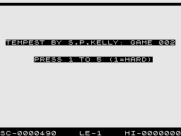 Tempest (ZX81) screenshot: Title Screen.