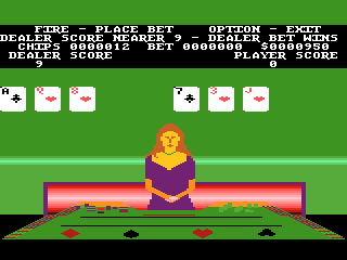 Las Vegas Casino (Atari 8-bit) screenshot: Baccarat betting
