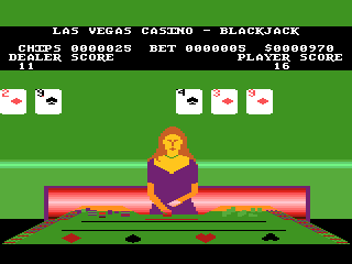 Las Vegas Casino (Atari 8-bit) screenshot: Cards on the table