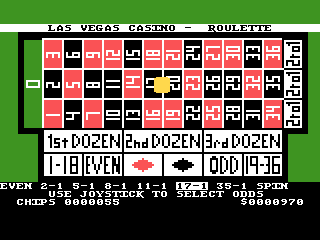 Las Vegas Casino (Atari 8-bit) screenshot: Roulette