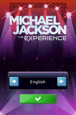 Michael Jackson: The Experience (Nintendo DS) screenshot: Language select