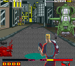 Dynamite Duke (Arcade) screenshot: A helicopter gunship.