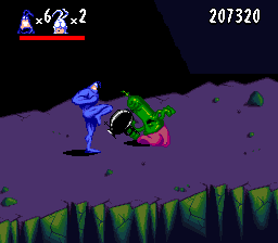 The Tick (SNES) screenshot: Kicking aliens