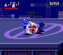 The Tick (SNES) screenshot: A fight on a hospital roof