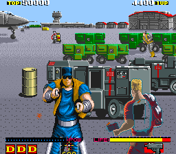 Dynamite Duke (Arcade) screenshot: A soldier close up.