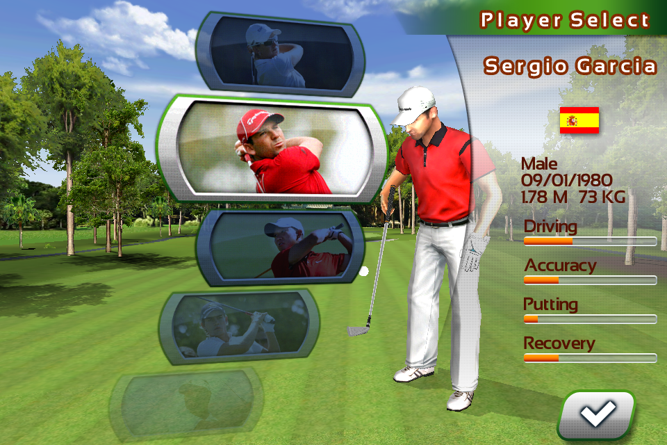 Real Golf 2011 (iPhone) screenshot: Player selection