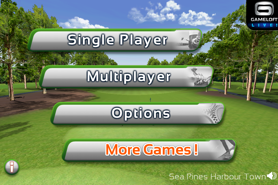 Real Golf 2011 (iPhone) screenshot: Main menu