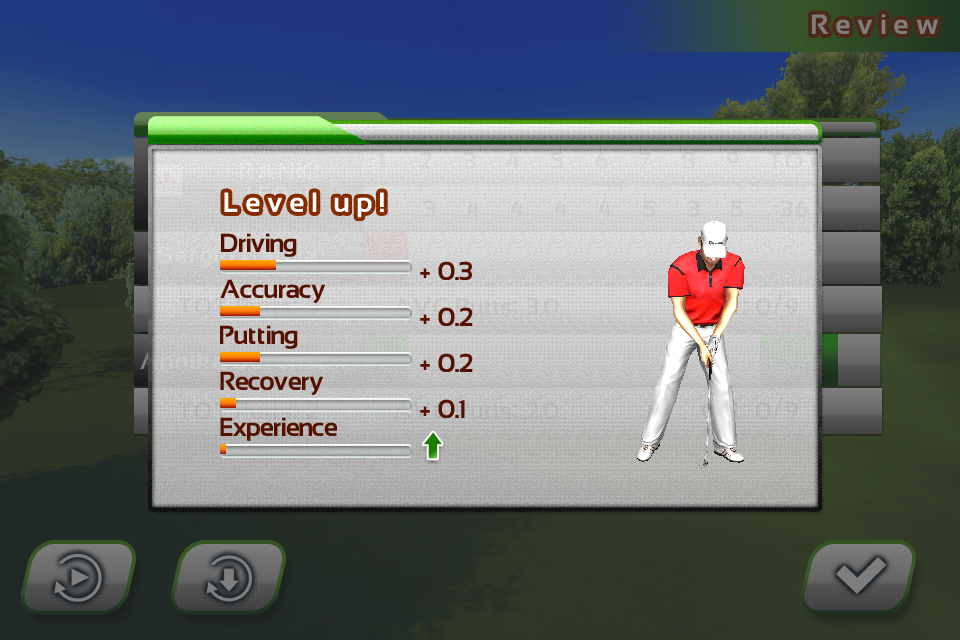 Real Golf 2011 (iPhone) screenshot: Level up