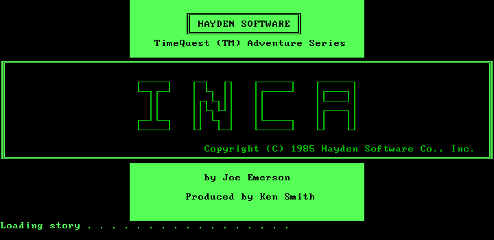 Inca (PC Booter) screenshot: Title screen (monochrome)
