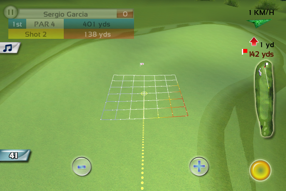 Real Golf 2011 (iPhone) screenshot: Aiming for the green