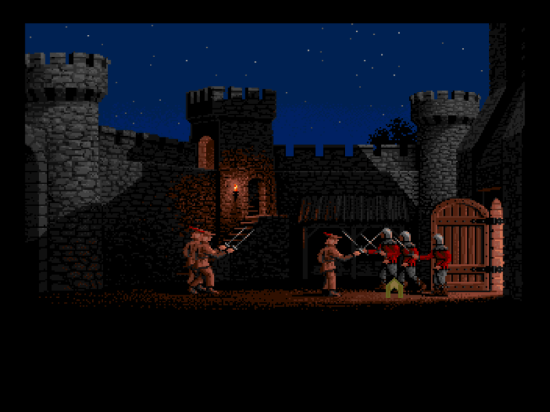 Defender of the Crown (Amiga) screenshot: The first group of sentries.