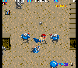 Rock'n Rage (Arcade) screenshot: Swing that guitar.