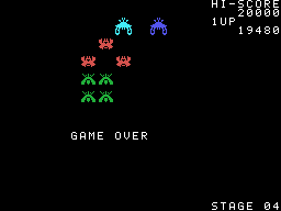 Galaga (Sord M5) screenshot: Game over