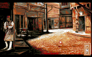 Heart of China (Amiga) screenshot: City street.