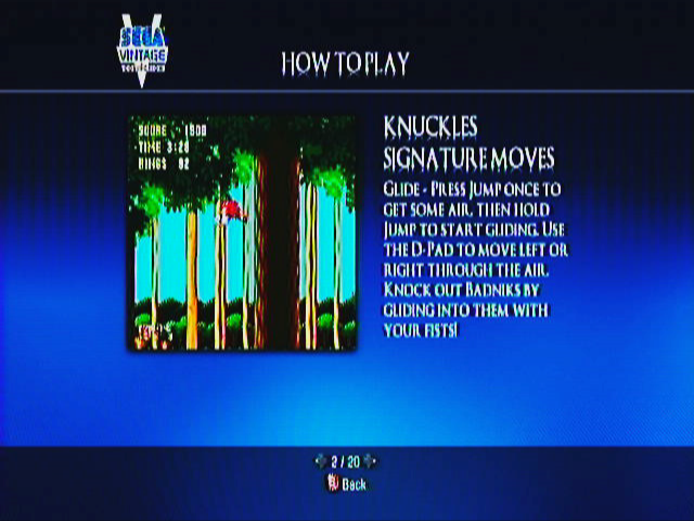 Sonic & Knuckles (Xbox 360) screenshot: How To Play (Knuckles Signature Moves)