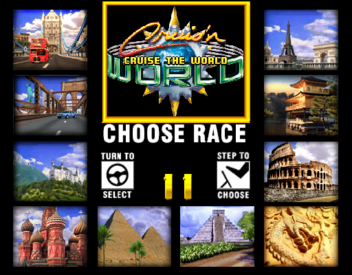 Cruis'n World (Arcade) screenshot: Course Race.