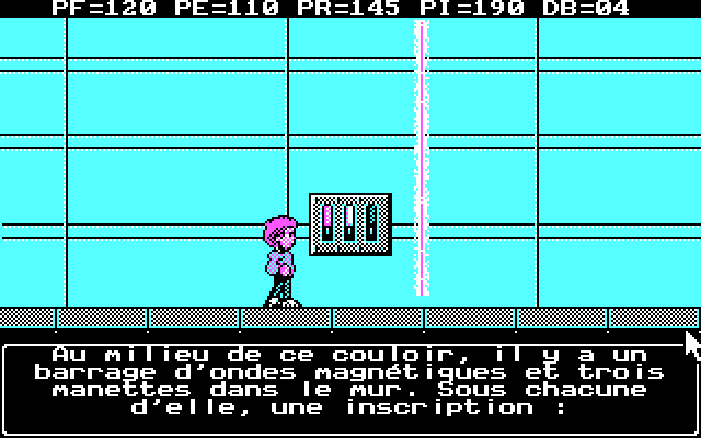 Le Labyrinthe de Morphintax (DOS) screenshot: A choice of three handles