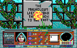The Catacomb Abyss (DOS) screenshot: Weird writing on walls