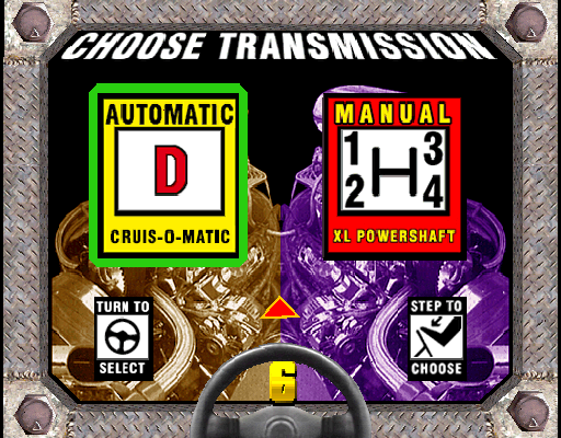 Cruis'n World (Arcade) screenshot: Choose Transmission.